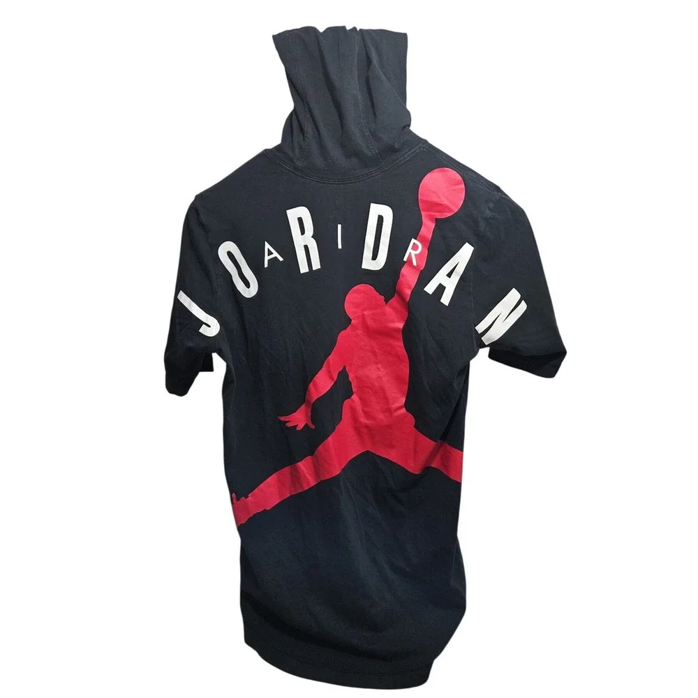 Jordan Hooded T-Shirt Mens Small Black Short Sleeve Jumpman AT4859-010